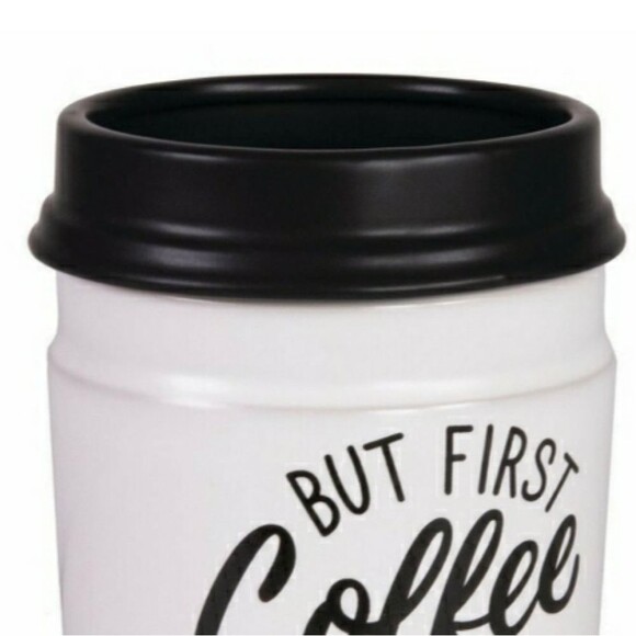 Electric But First Coffee Ceramic Wax Warmer White Brown 3.58 x 4.22 x 5… - Picture 7 of 13